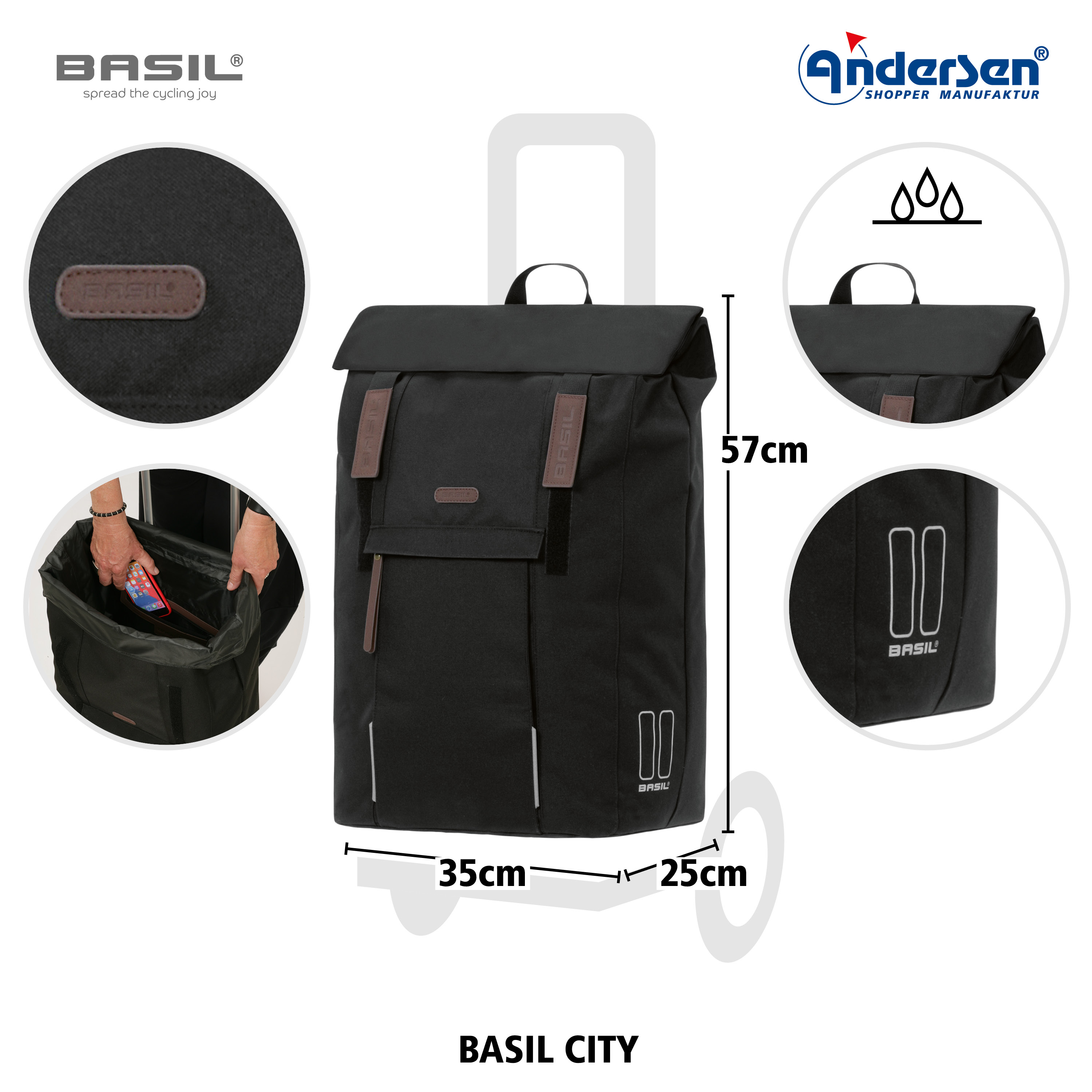 Andersen Shopper Tasche Basil City Einkaufstrolley