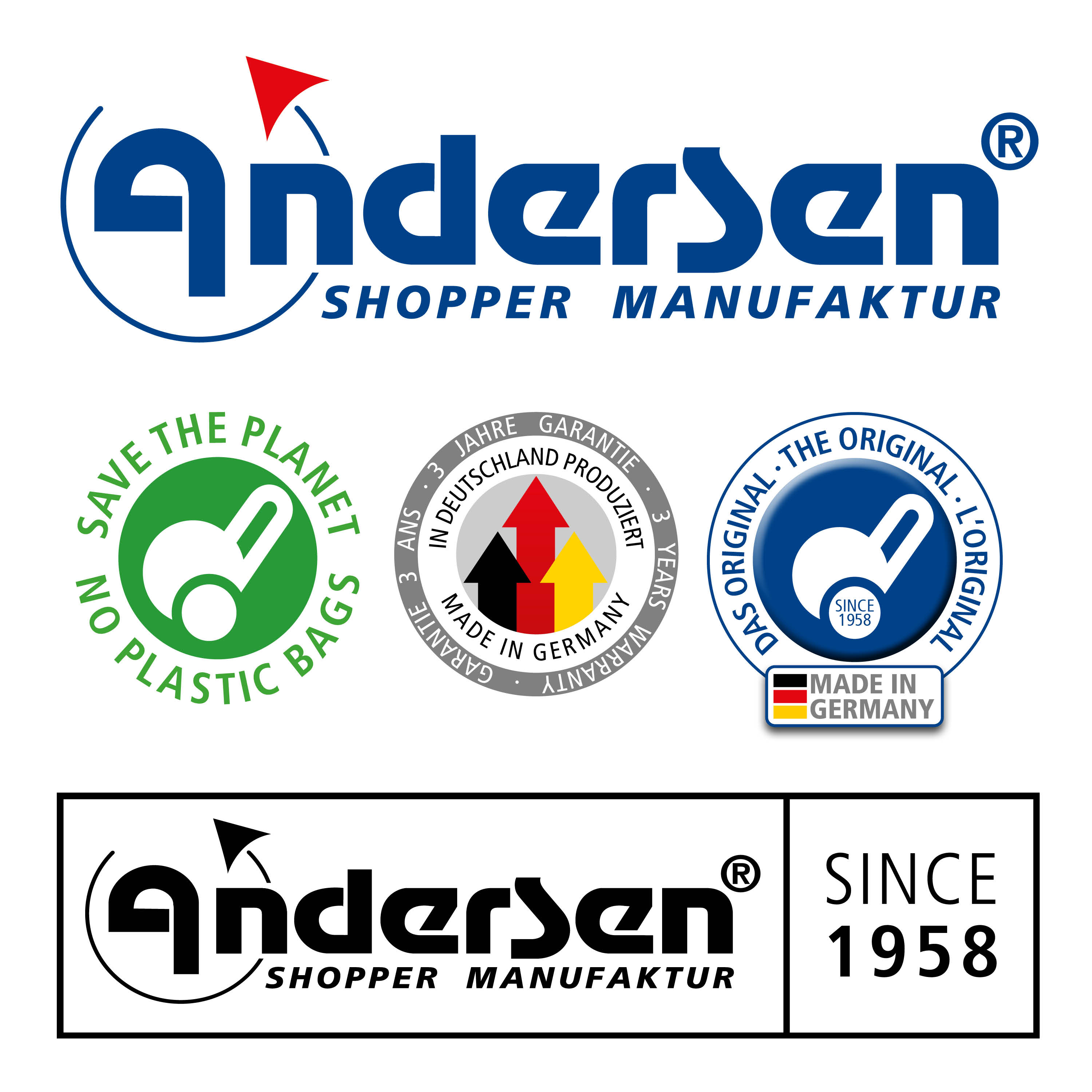 Andersen Royal Shopper  mit Tasche Hydro 2.1 in Grau, Rot, Schwarz oder Blau