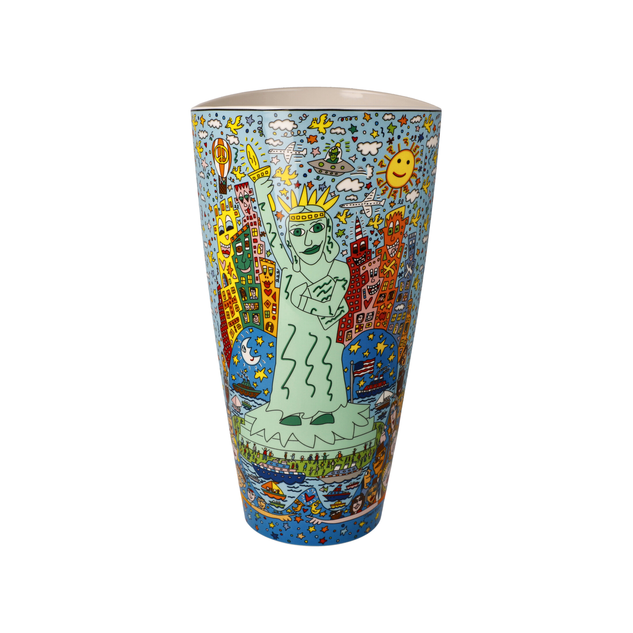 James Rizzi Vase  - The Big Apple is Big on Liberty, Pop Art, Porzellan 