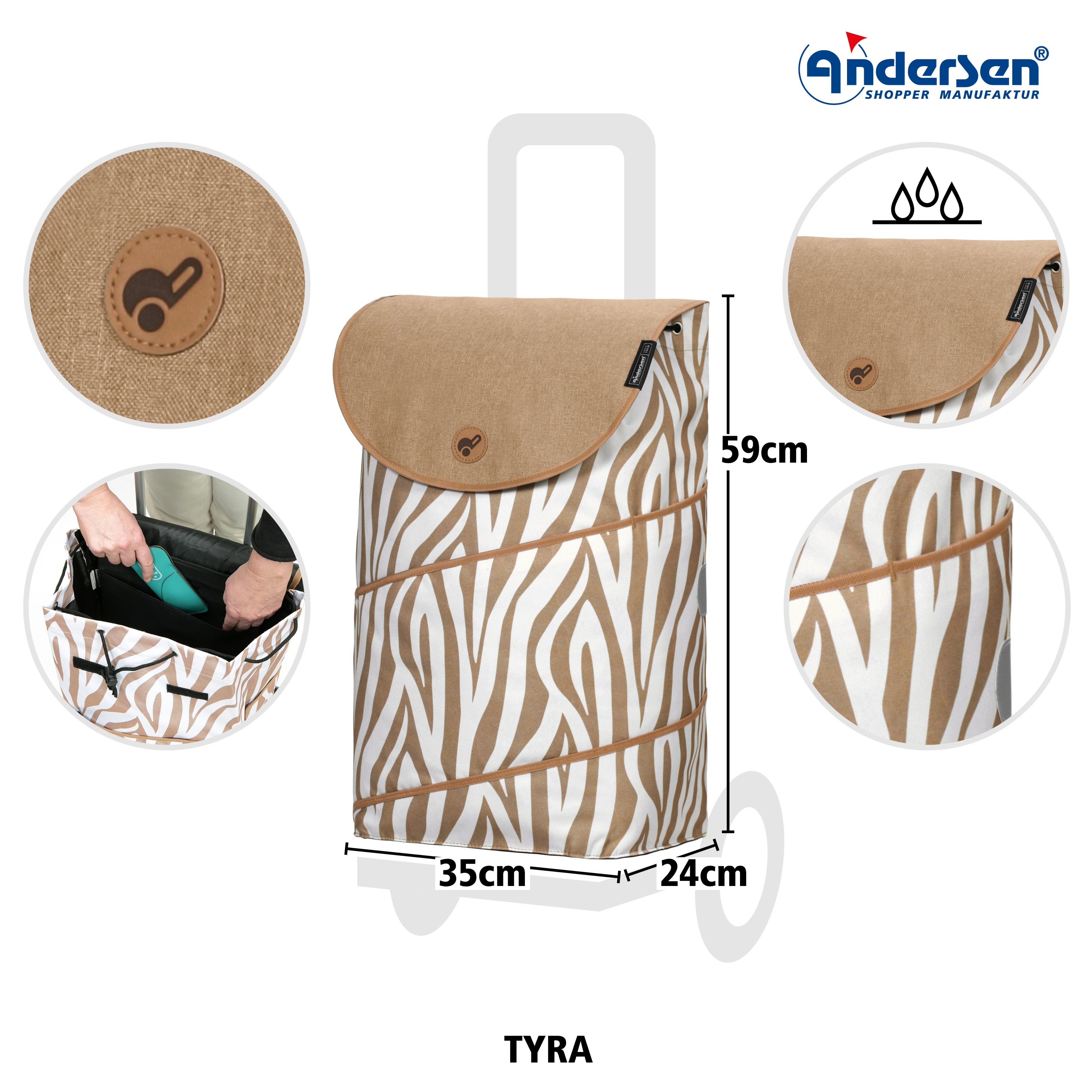 Andersen  Alu Star Shopper mit Tasche Tyra in Zebra oder Leo